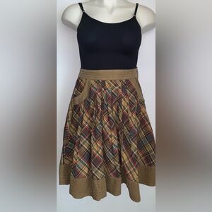 Cato plaid cotton skirt with pockets sz 8 side zipper